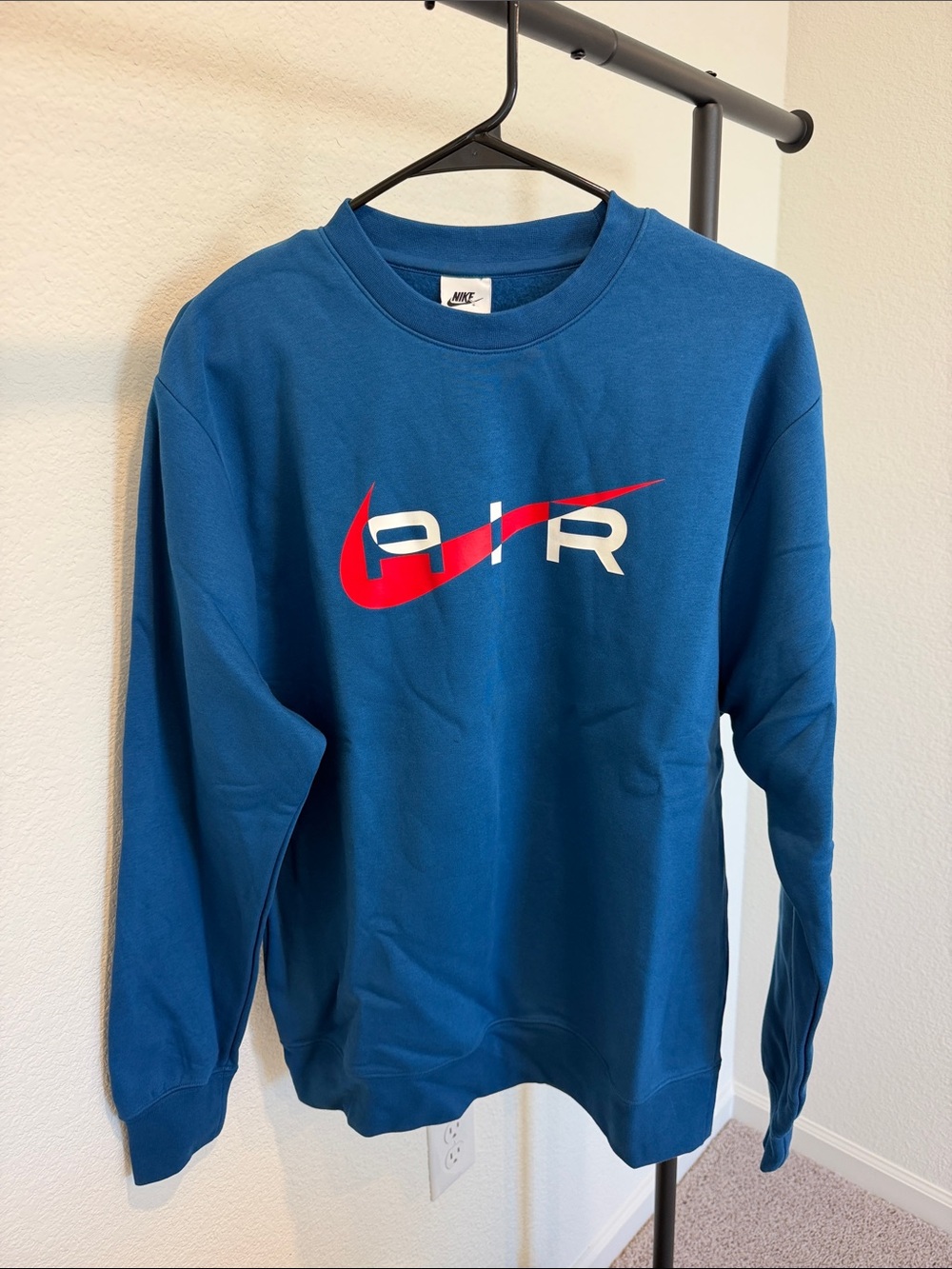 Nike Blue Crewneck Sweatshirt with Red and White Air Logo